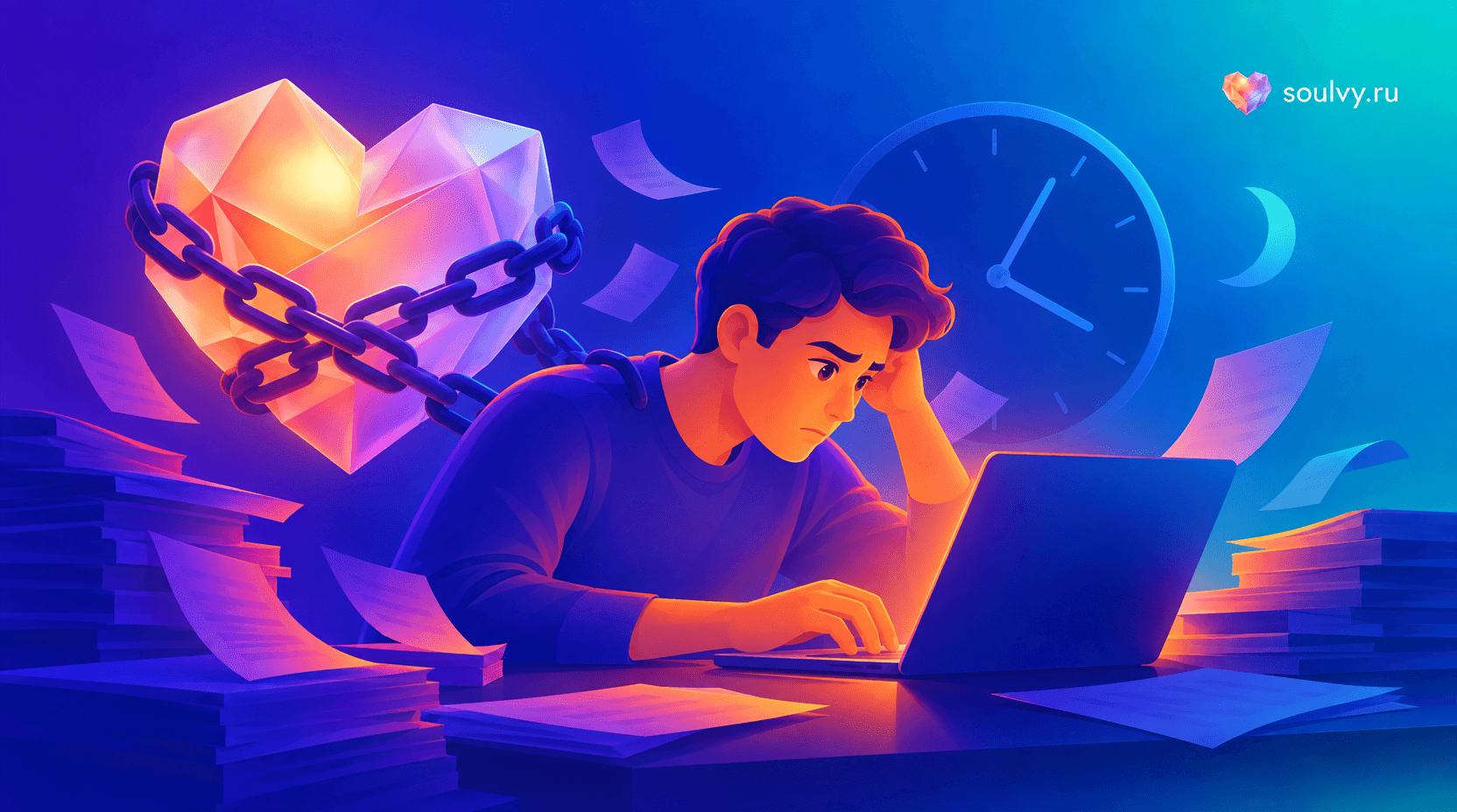 Трудоголизм — это человек, работающий за столом вне рабочего времени
